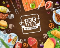 BBQ przyjęcia rama ilustracji BBQ przyjęcia rama ilustracji