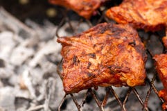 BBQ Ribs On Grill With Charcoal Royalty Free Stock Image