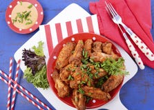 BBQ Setting With Spicy Chicken Wings. Stock Image