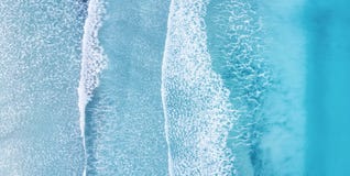 Beach And Waves From Top View. Turquoise Water Background From Top View. Stock Image