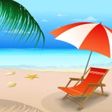 Beach Chair With An Umbrella Stock Photo