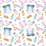 Beach pattern watercolor stock illustration Beach pattern watercolor stock illustration