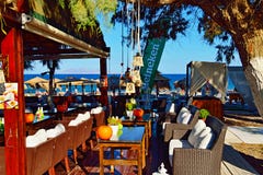 Beach Restaurant Santorini,Greece Stock Photography