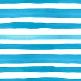 Beach style seamless pattern with watercolor blue horizontal bright stripes on white background. Summer hand drawn texture stock illustration Beach style seamless pattern with watercolor blue horizontal bright stripes on white background. Summer hand drawn texture stock illustration