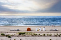 Beach at sunrise, Cape May, New Jersey, USA Royalty Free Stock Photography Beach at sunrise, Cape May, New Jersey, USA Royalty Free Stock Photography