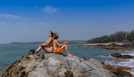 Beach travel banner - romantic couple royalty free stock photography Beach travel banner - romantic couple royalty free stock photography