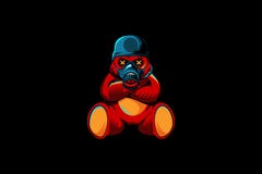 Bear cartoon with gas mask and soldier helmet vector royalty free illustration Bear cartoon with gas mask and soldier helmet vector royalty free illustration