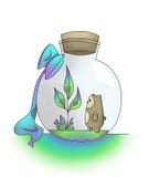 Bear studying the world in a flask stock illustration Bear studying the world in a flask stock illustration
