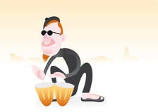 Beatnik battente del tamburo del bongo Immagini Stock Beatnik battente del tamburo del bongo Immagini Stock