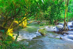 Beau naturel de la cascade de Huay Mae Khamin, Kanchanaburi pro images stock Beau naturel de la cascade de Huay Mae Khamin, Kanchanaburi pro images stock