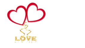 Beautiful abstract red neon glowing shiny balloons of their hearts with gold ribbons for Happy Valentine`s Day on white background vector illustration Beautiful abstract red neon glowing shiny balloons of their hearts with gold ribbons for Happy Valentine`s Day on white background vector illustration