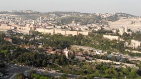The old City of Jerusalem walls Aerial View