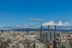 Beautiful aerial view of a part of the city of Barcelona Spain royalty free stock photo Beautiful aerial view of a part of the city of Barcelona Spain royalty free stock photo