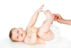 Beautiful Babe Lies In Diapers Stock Photography