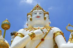 Beautiful Big White Statue Of Brahma Stock Photography