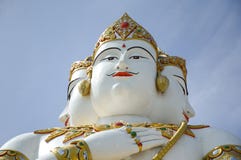 Beautiful Big White Statue Of Brahma Stock Image