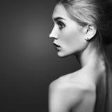 Beautiful blonde Girl.close-up fashion monochrome portrait royalty free stock image Beautiful blonde Girl.close-up fashion monochrome portrait royalty free stock image