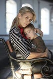 Beautiful blonde woman and her little son together royalty free stock image Beautiful blonde woman and her little son together royalty free stock image