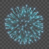Beautiful blue firework. Bright salute isolated transparent background. Light blue decoration firework for Christmas Stock Photography Beautiful blue firework. Bright salute isolated transparent background. Light blue decoration firework for Christmas Stock Photography