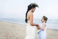 Beautiful bride with her flower girl royalty free stock photos Beautiful bride with her flower girl royalty free stock photos