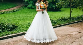 bright orange wedding dress