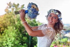 Beautiful bride married at the beach, Bali. Wedding ceremony Royalty Free Stock Photo Beautiful bride married at the beach, Bali. Wedding ceremony Royalty Free Stock Photo