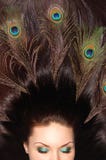 Beautiful Brunet Long Hair Decorated With Peacock Royalty Free Stock Photo Beautiful Brunet Long Hair Decorated With Peacock Royalty Free Stock Photo