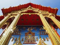 Beautiful Buddhist temple soars into blue sky