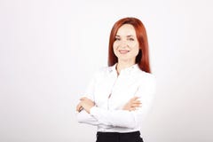 Close up portrait of successful young business woman posing and showing emotions on white background. stock photos Close up portrait of successful young business woman posing and showing emotions on white background. stock photos