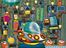Cartoon scene with ufo vehicle in science fiction factory Royalty Free Stock Photo Cartoon scene with ufo vehicle in science fiction factory Royalty Free Stock Photo