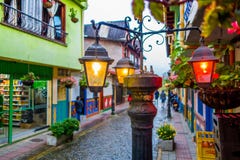 Beautiful and colorful streets in Guatape, known royalty free stock photos Beautiful and colorful streets in Guatape, known royalty free stock photos