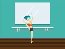Beautiful cool young fit athletic gymnast woman in sportswear working out, performing gymnastics, jumping, doing split leap in the royalty free illustration Beautiful cool young fit athletic gymnast woman in sportswear working out, performing gymnastics, jumping, doing split leap in the royalty free illustration