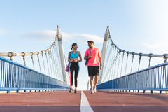 Beautiful Couple Going Together to the Gym royalty free stock photography Beautiful Couple Going Together to the Gym royalty free stock photography