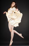 Beautiful Dancer Jumping On Dark Royalty Free Stock Images