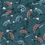 Beautiful dark Autumn seamless pattern vector with pink and blue royalty free illustration Beautiful dark Autumn seamless pattern vector with pink and blue royalty free illustration