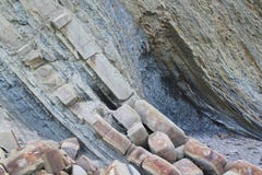 Rock formations in the mountains. narrow and wide layers alternate royalty free stock photography Rock formations in the mountains. narrow and wide layers alternate royalty free stock photography
