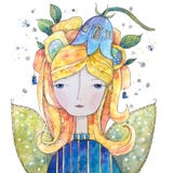Beautiful fairy Bluebell with flowers and long hair. vector illustration Beautiful fairy Bluebell with flowers and long hair. vector illustration