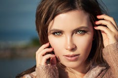 Beautiful Female Face Closeup. Woman with Natural Makeup royalty free stock photo Beautiful Female Face Closeup. Woman with Natural Makeup royalty free stock photo