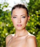 Beautiful Fresh Female Face Outdoors Beautiful Fresh Female Face Outdoors