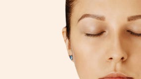 Beautiful girl with closed eyes and perfect skin with natural make-up. Natural beauty, cosmetology and skin care royalty free stock photography Beautiful girl with closed eyes and perfect skin with natural make-up. Natural beauty, cosmetology and skin care royalty free stock photography