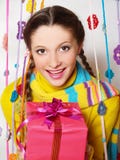 Beautiful girl with gift Royalty Free Stock Photos Beautiful girl with gift Royalty Free Stock Photos