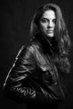 Beautiful Girl In Leather Jacket Royalty Free Stock Images