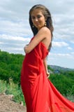 Beautiful Girl In Red Dress Royalty Free Stock Images