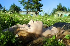 Beautiful Girl In The Grass Royalty Free Stock Image