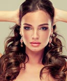 Beautiful girl with makeup for eyes and lips. stock photo Beautiful girl with makeup for eyes and lips. stock photo