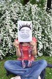 Beautiful Girl With A Sheet Of Paper Over Th Stock Image Beautiful Girl With A Sheet Of Paper Over Th Stock Image