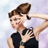 Beautiful glamour girl with creative hairstyle stock image Beautiful glamour girl with creative hairstyle stock image