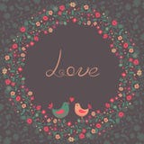 Beautiful greeting card with flowers and birds royalty free illustration Beautiful greeting card with flowers and birds royalty free illustration