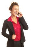 Beautiful Happy Business Woman Talking On Cellphone Royalty Free Stock Photo