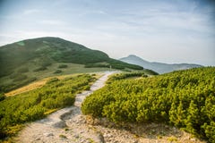 A beautiful hiking trail in the mountains. Mountain landscape in Tatry, Slovakia. royalty free stock photo A beautiful hiking trail in the mountains. Mountain landscape in Tatry, Slovakia. royalty free stock photo